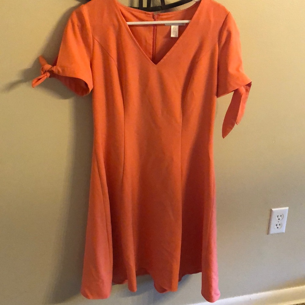 London Times Peach Fit + Flare Dress